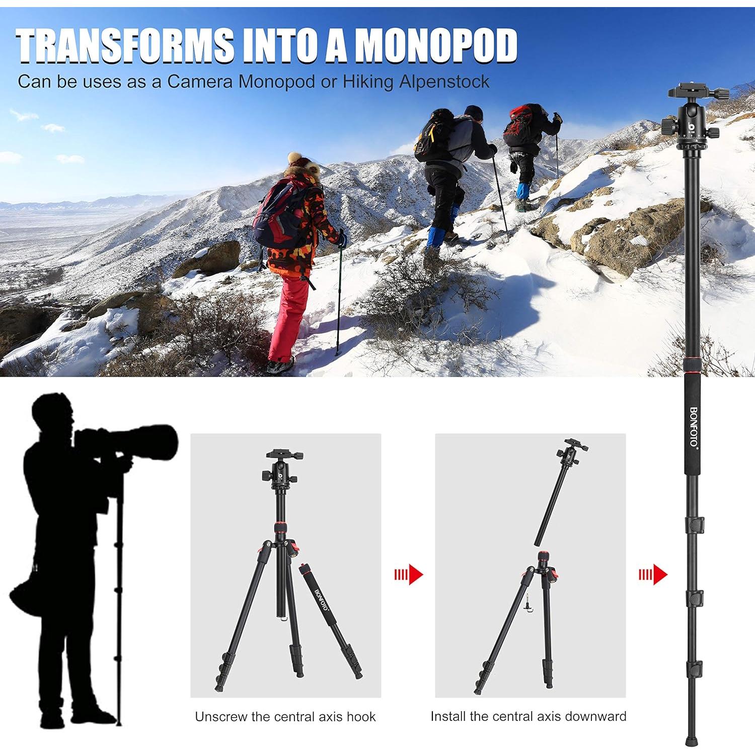 Trípode de Aluminio BONFOTO B168 para Cámara 1.45 kg