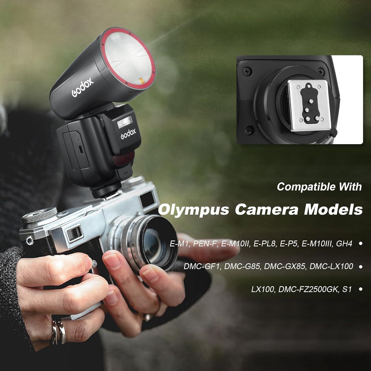 Flash Godox V1 Pro O para Cámara Olympus Panasonic TTL 76Ws