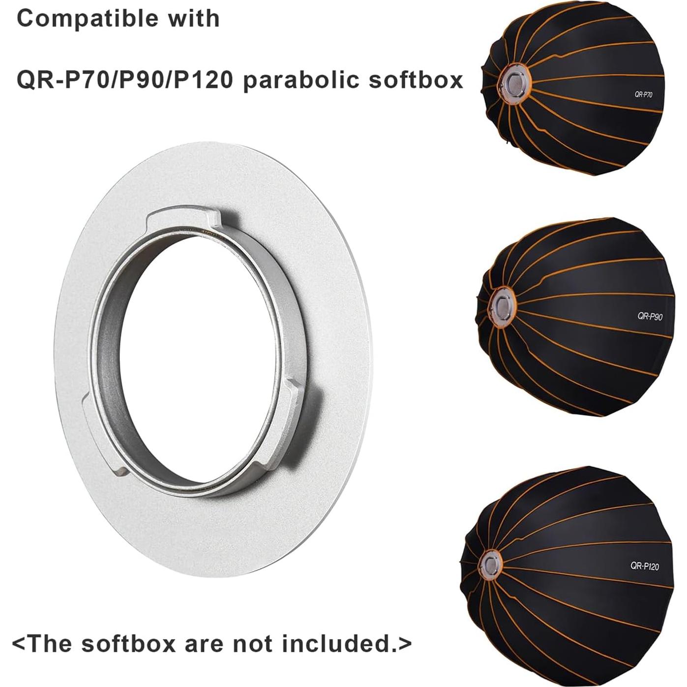 Sturdy Parabolic Softbox Mount Speed Rings for ML60Bi/ML60 Studio Video Lights Metal Construction User Friendly