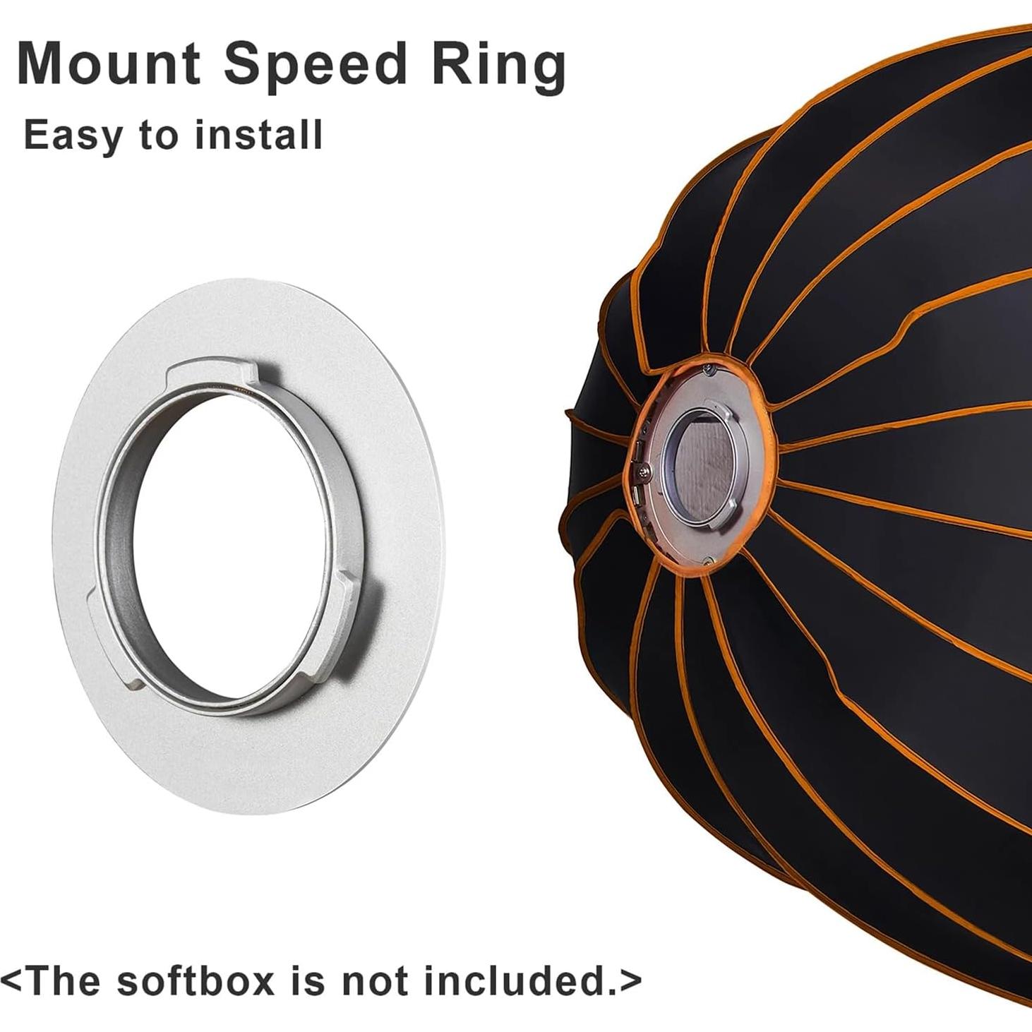 Sturdy Parabolic Softbox Mount Speed Rings for ML60Bi/ML60 Studio Video Lights Metal Construction User Friendly