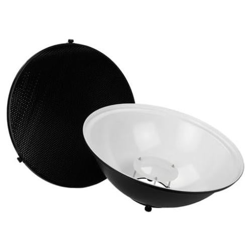 Fotodiox Pro Beauty Dish 18" Kit with Honeycomb Grid and Speedring for Photogenic Studio Max III 180, 320 Strobe Light & more
