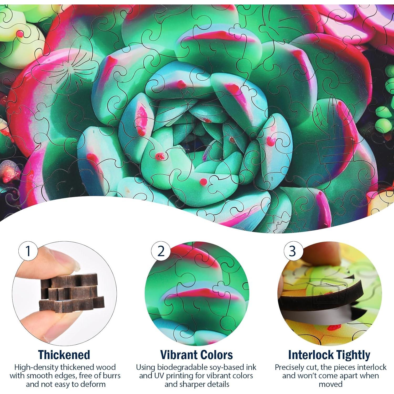 Rompecabezas de Madera Hopelucr 200 Piezas Suculentas 28.3x27.2cm