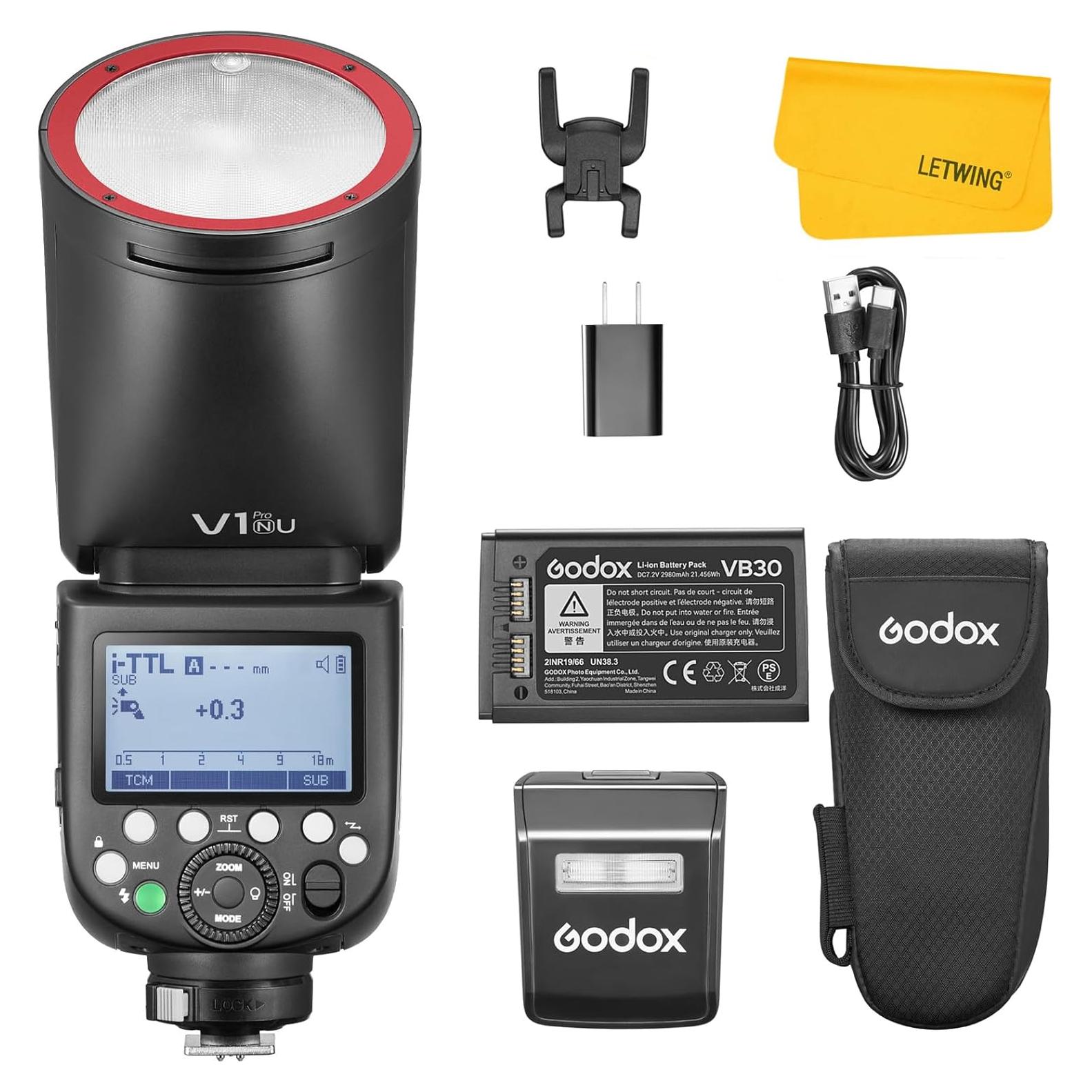 Flash Godox V1Pro NU para Nikon TTL 2.4G HSS 1/8000s