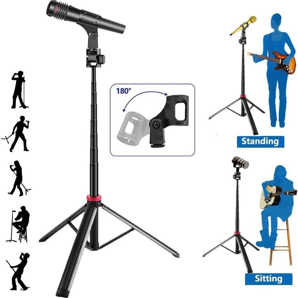 Soporte de Micrófono Trípode Telescópico 2.06m Aluminio