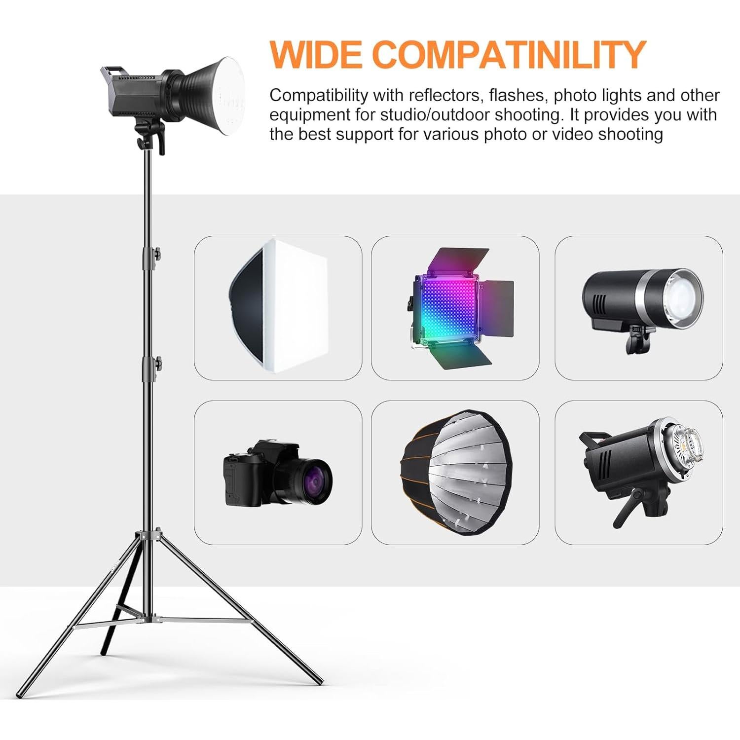 EMART 2 Pack Heavy Duty Light Stand 8.5ft, Aluminum Construction, Photo Video Studio Tripod，and Camera Bag Backpack Professional for DSLR/SLR Mirrorless Camera Accessories with Waterproof Rain Cover