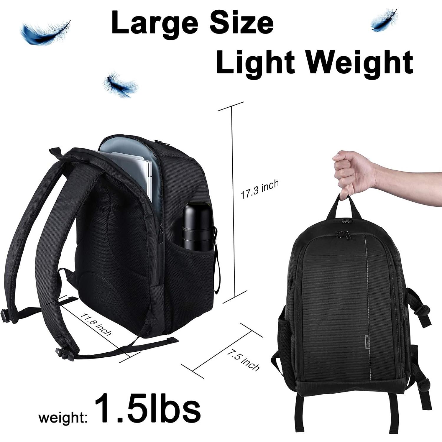 EMART 2 Pack Heavy Duty Light Stand 8.5ft, Aluminum Construction, Photo Video Studio Tripod，and Camera Bag Backpack Professional for DSLR/SLR Mirrorless Camera Accessories with Waterproof Rain Cover