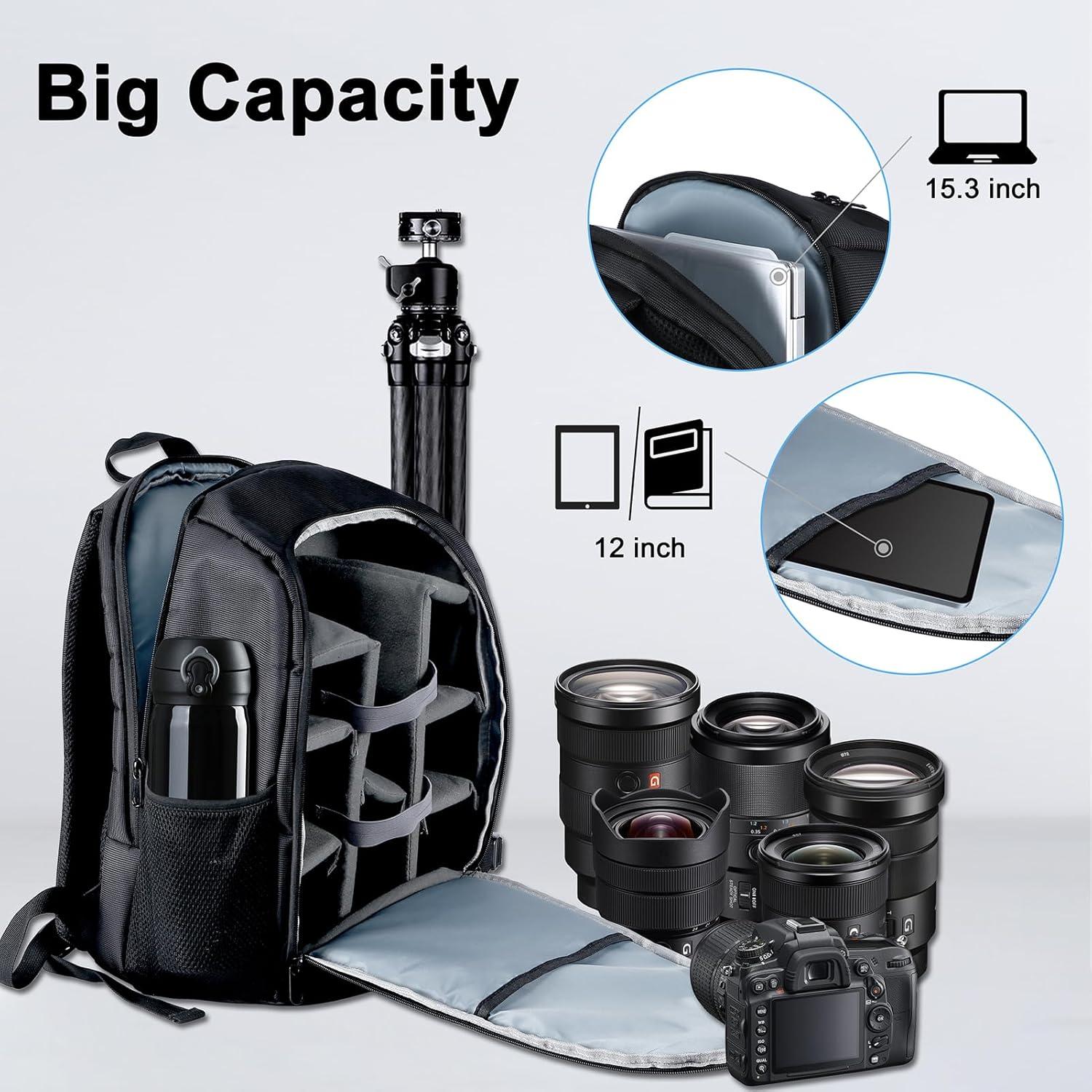 EMART 2 Pack Heavy Duty Light Stand 8.5ft, Aluminum Construction, Photo Video Studio Tripod，and Camera Bag Backpack Professional for DSLR/SLR Mirrorless Camera Accessories with Waterproof Rain Cover