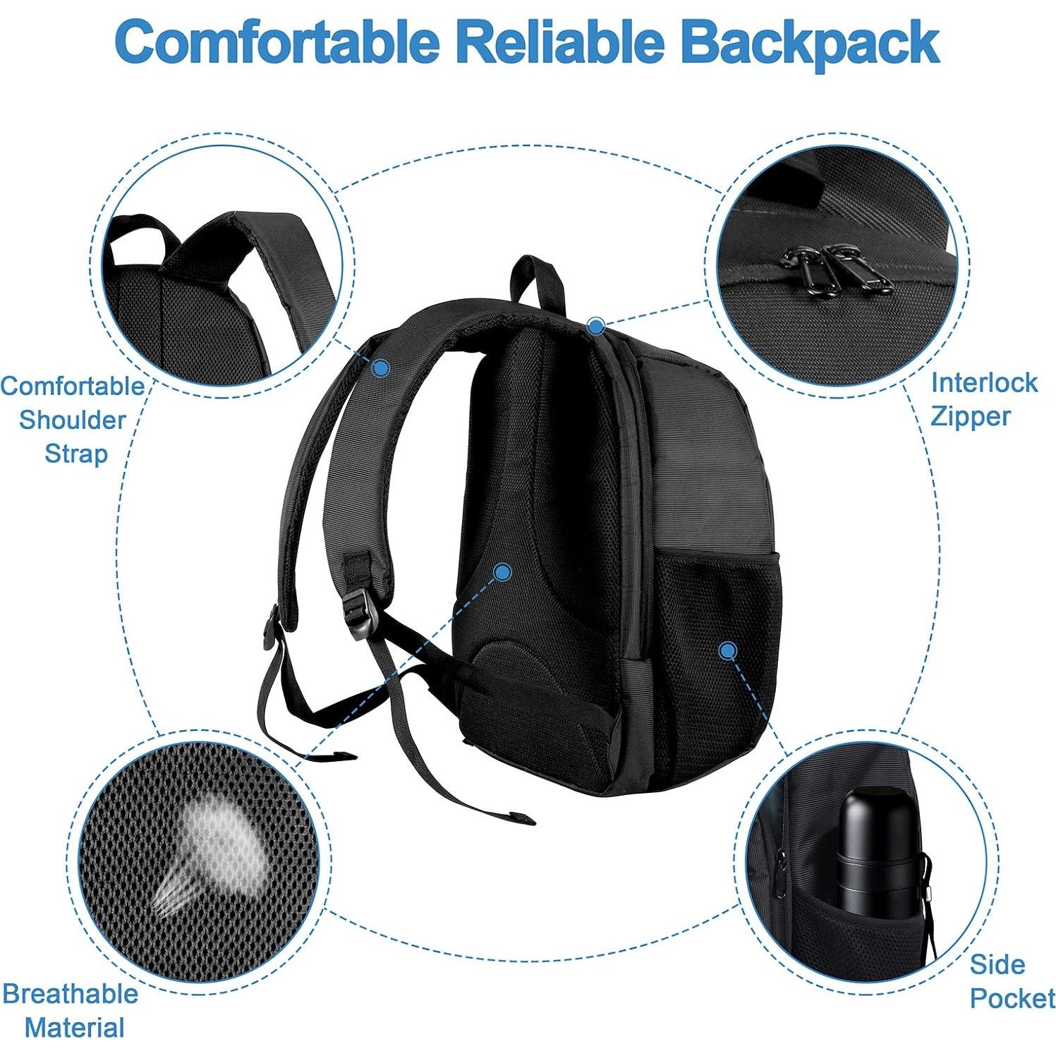 EMART 2 Pack Heavy Duty Light Stand 8.5ft, Aluminum Construction, Photo Video Studio Tripod，and Camera Bag Backpack Professional for DSLR/SLR Mirrorless Camera Accessories with Waterproof Rain Cover