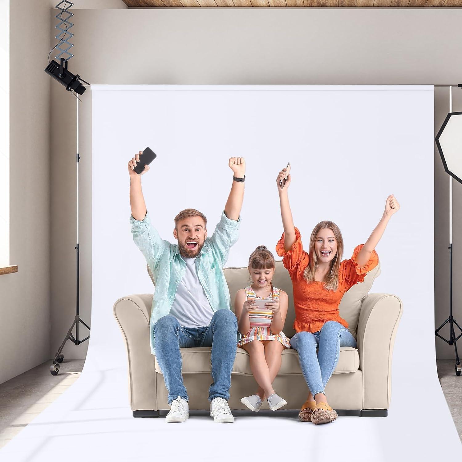 Luz de Anillo LED EMART 45 cm con Soporte y Fondo Blanco 2.5x3 m