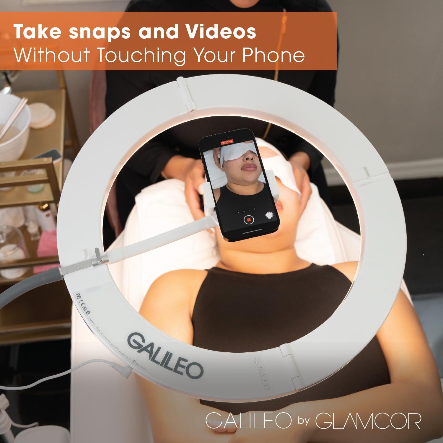 GLAMCOR Galileo Portable Ring Light Kit | 18" Foldable LED Ring Light with 2,700K - 5,600K Color Temperature Range, Remote with Presets and Smartphone Bluetooth Control, Travel Bag Included (White)