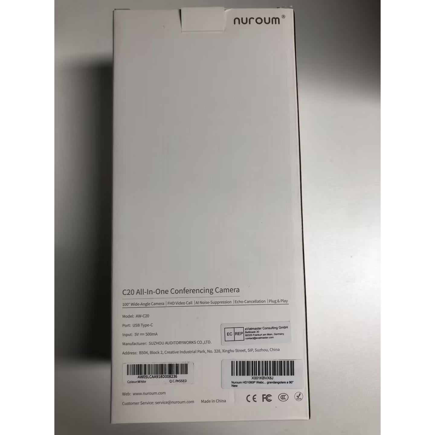 Cámara de Videoconferencia NUROUM C20 HD 1080P con Micrófono