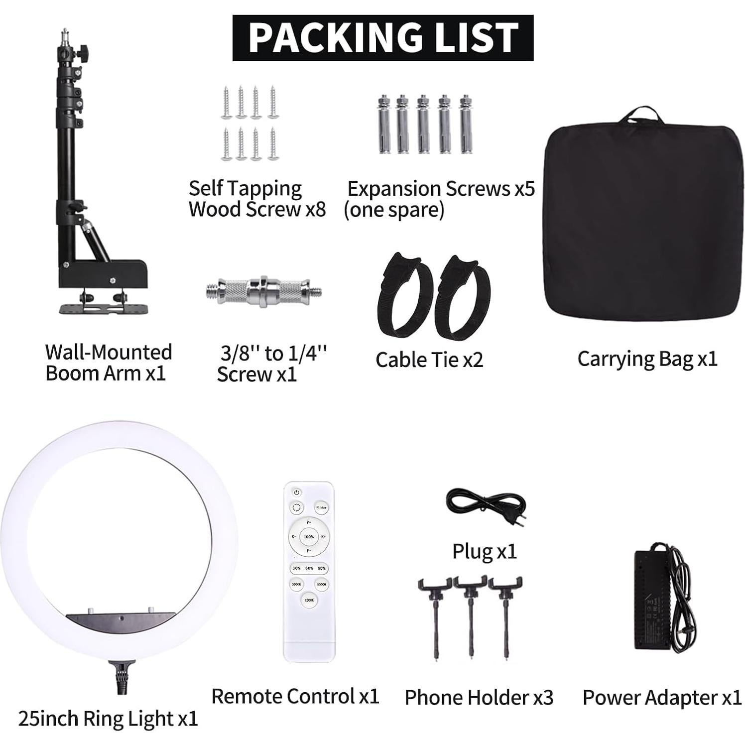 Soporte de Pared para Anillo de Luz 63.5 cm FEIFANTEAM
