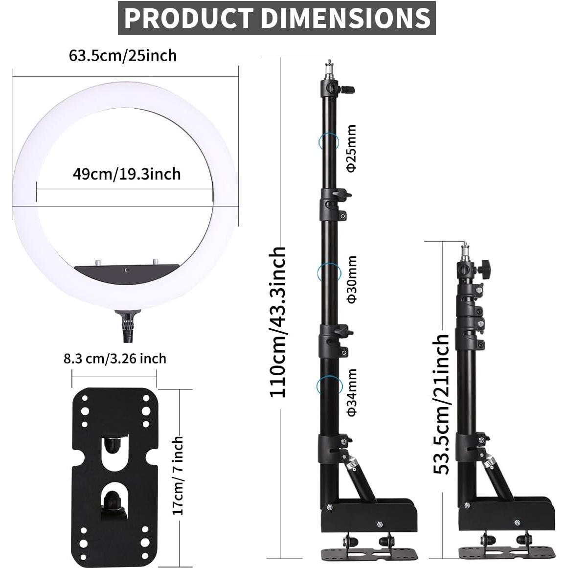 Soporte de Pared para Anillo de Luz 63.5 cm FEIFANTEAM