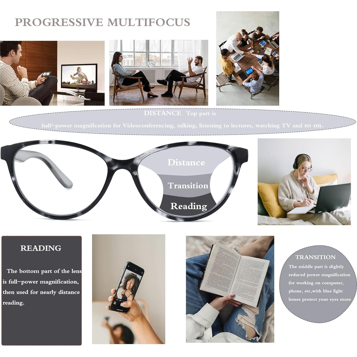 Gafas de lectura multifocal progresivas Ryegis 2.0x anti luz azul