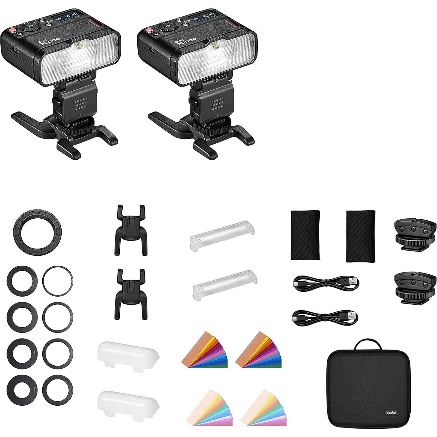 Kit de Flash Macro Godox MF12-K2 2.4G TTL 12W para Cámaras