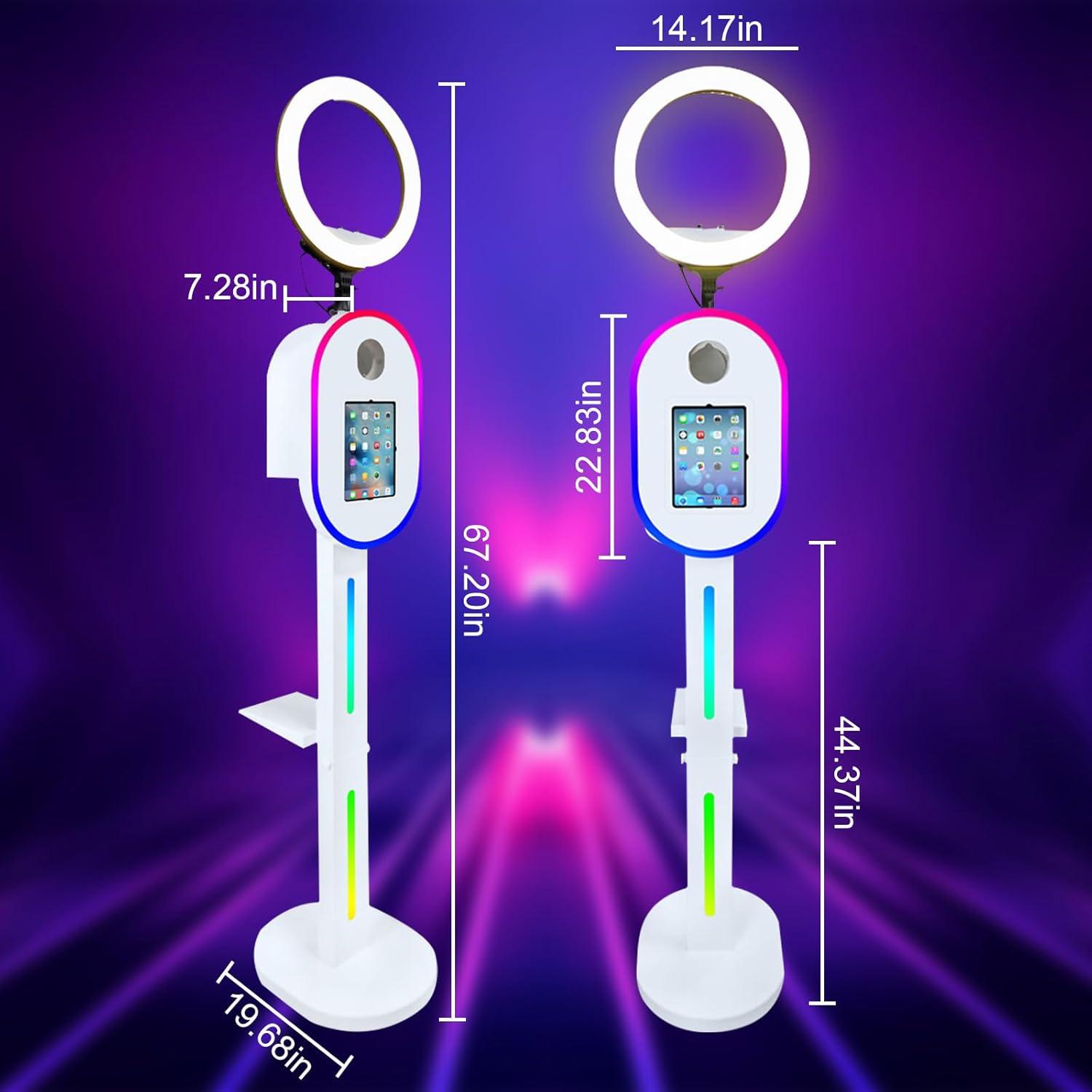 Portable Photo Booth for Ipad 10.2" 11" 12.9" APP Control Booth Shell Stand Compatible with iPad Stand Selfie Photo Booth Shell for DSLR with Ring Light for Birthday Party (White Full Set)