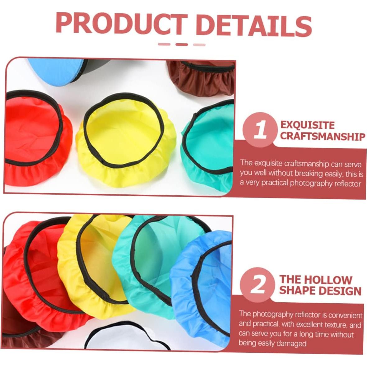 HOMSFOU 6pcs Light Reflector Diffuser Portable Colored Studio Reflectors for Product Photography and Event Lighting for Softening Hard Light and Eliminating Shadows