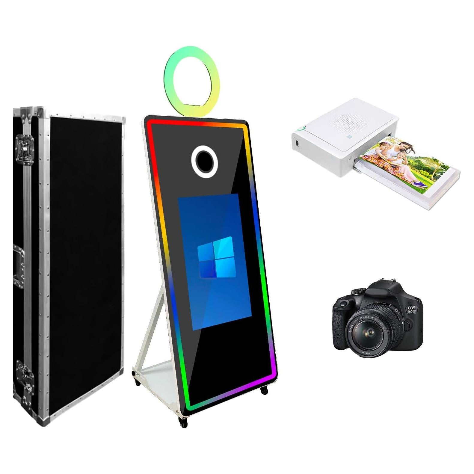 Cabina Fotográfica de Espejo WideMeet 32" Blanca para Bodas