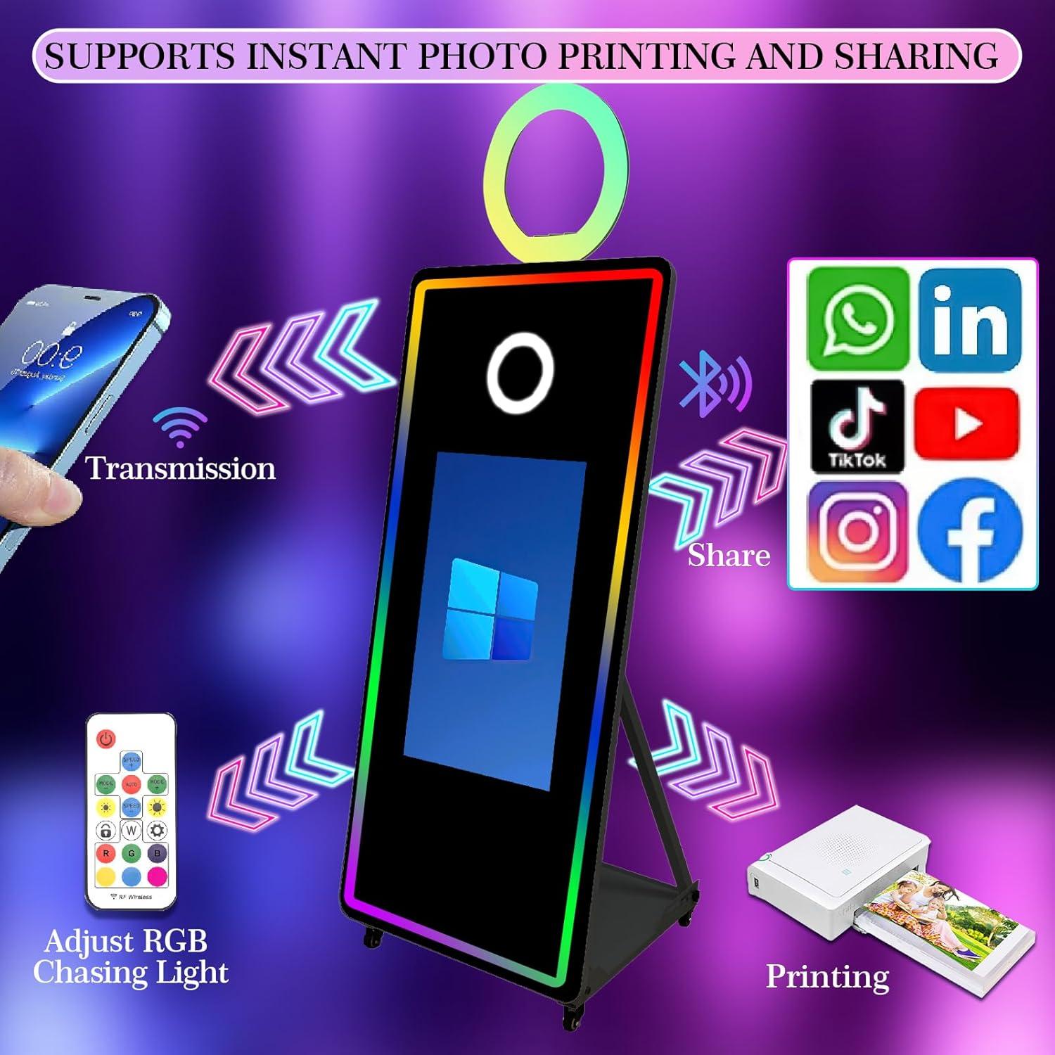 Cabina Fotográfica de Espejo WideMeet 32" Blanca para Bodas