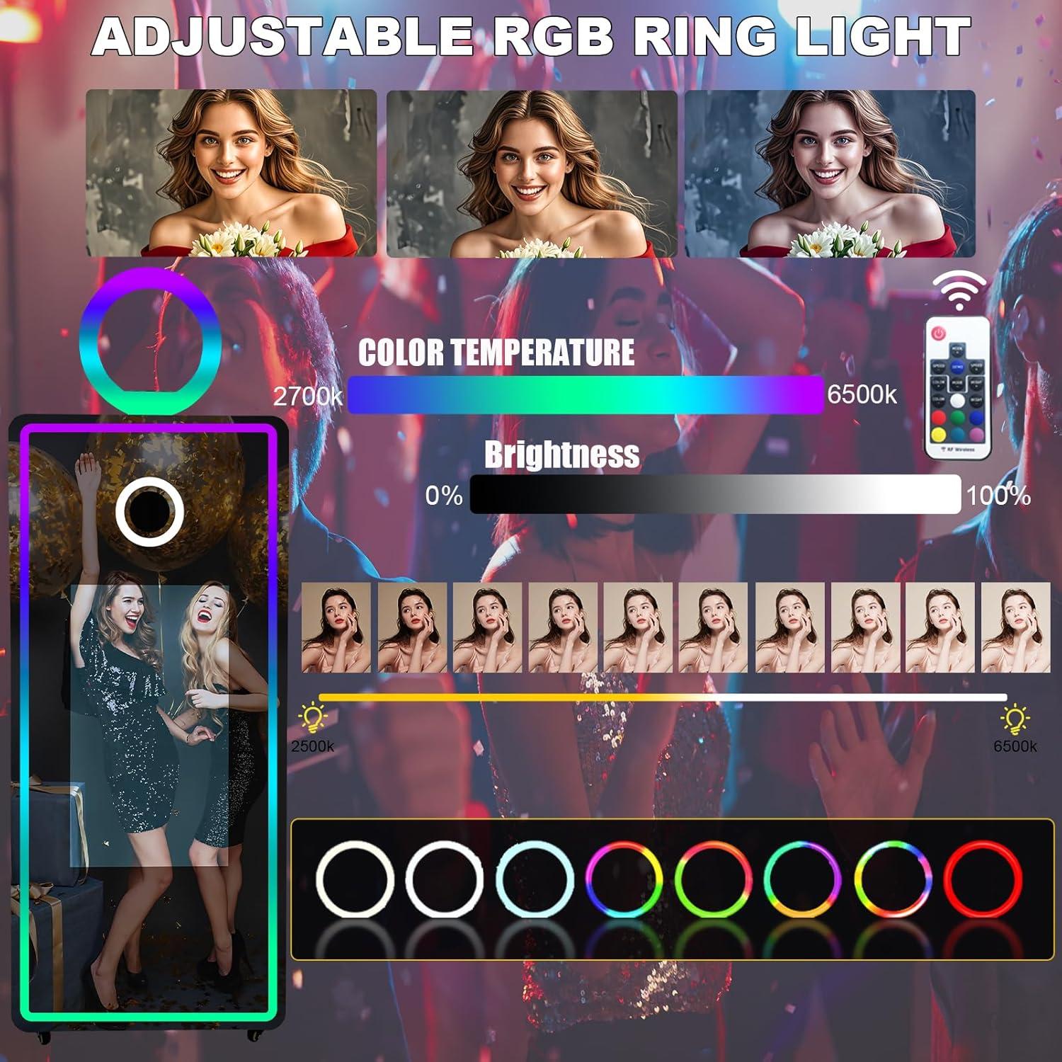 Cabina Fotográfica de Espejo WideMeet 32" Blanca para Bodas