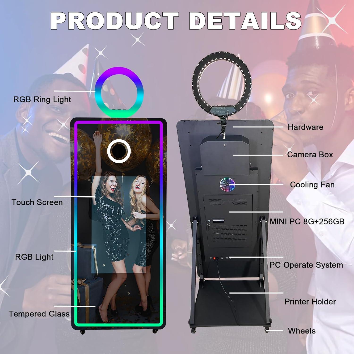 Cabina Fotográfica de Espejo WideMeet 32" Blanca para Bodas