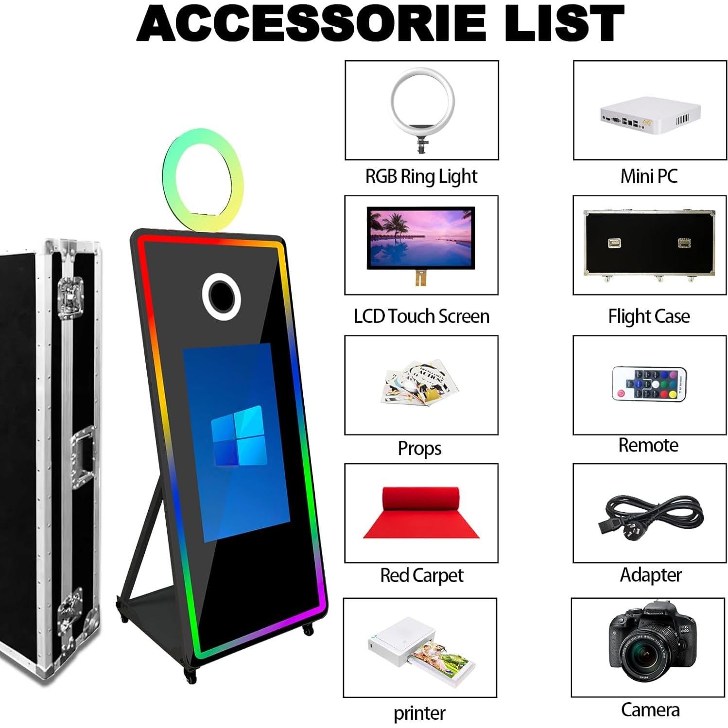 Cabina Fotográfica de Espejo WideMeet 32" Blanca para Bodas