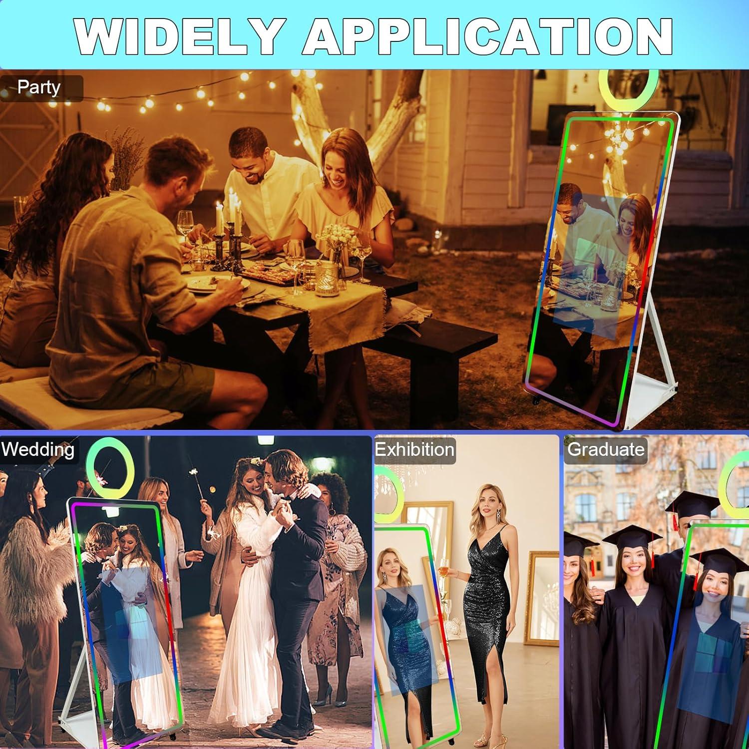 Cabina Fotográfica de Espejo WideMeet 32" Blanca para Bodas