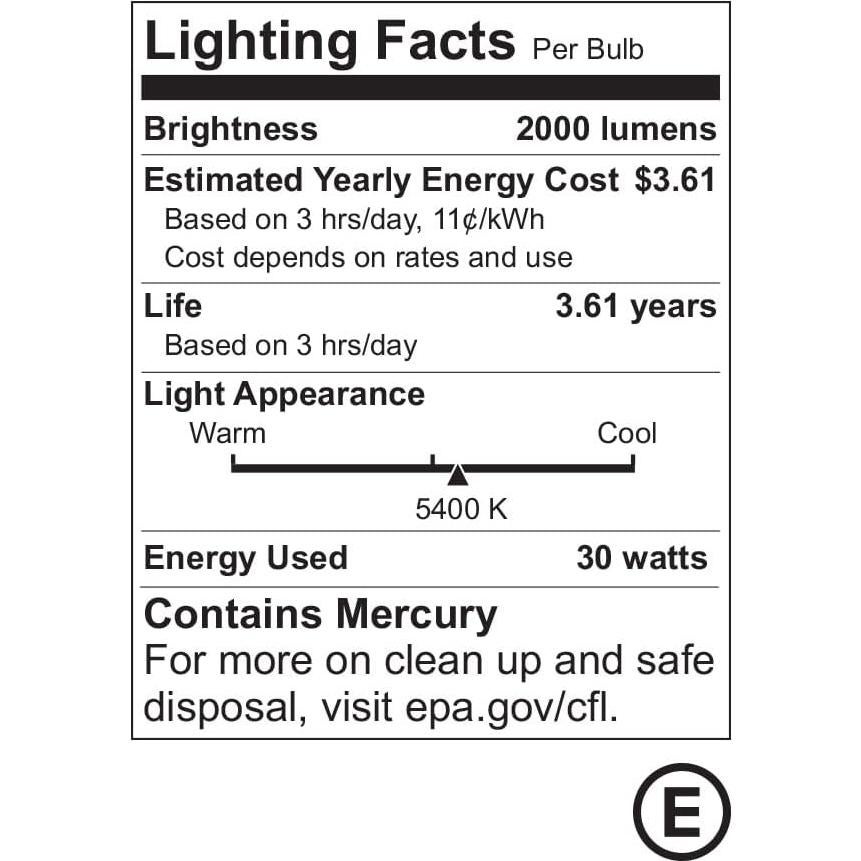 LimoStudio 2Pack Bombillas CFL 30W E26 Luz Diurna 5400K