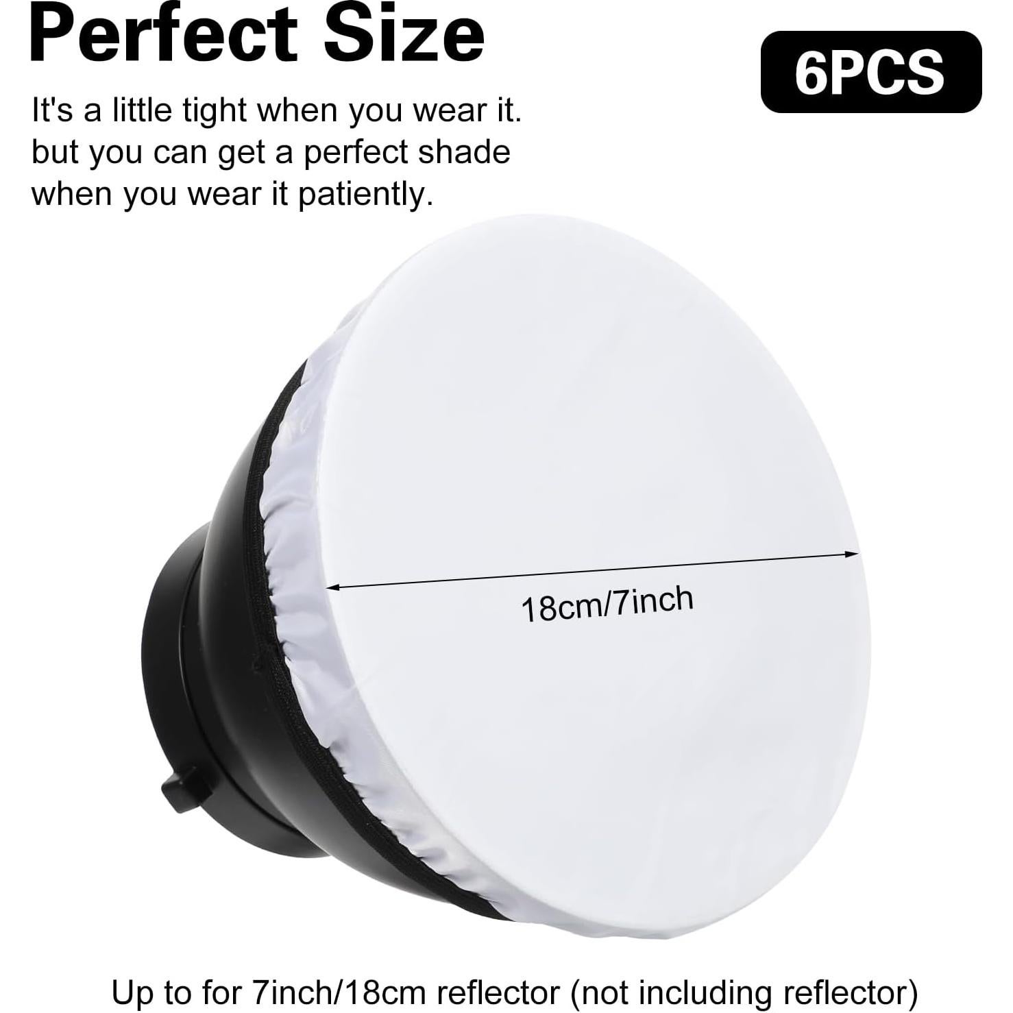 Difusor de luz suave Tucnoeu 18cm para reflectores 6Pcs