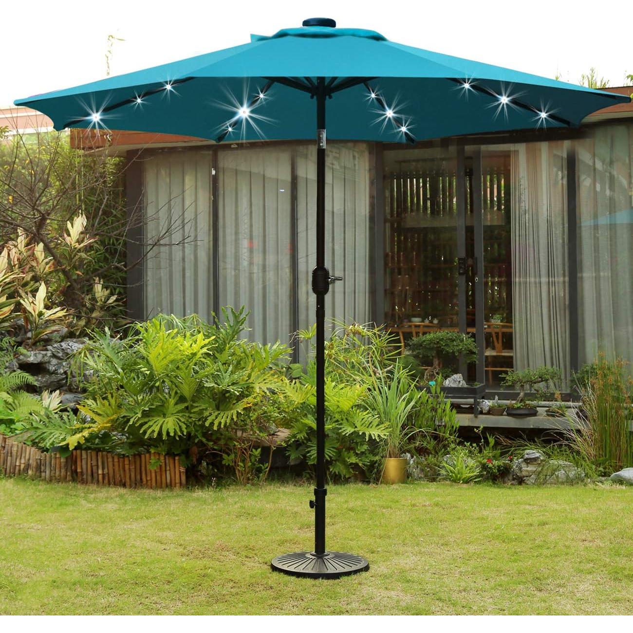 Sombrilla de Patio Solar LED 2.74m Sunnyglade Azul Teal