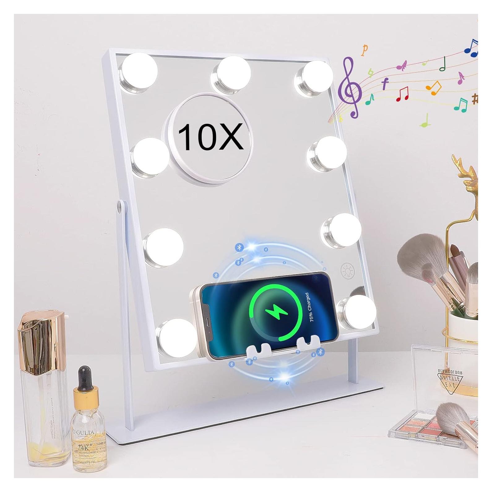 Espejo de tocador iluminado Hansong con altavoz Bluetooth 30x25 cm