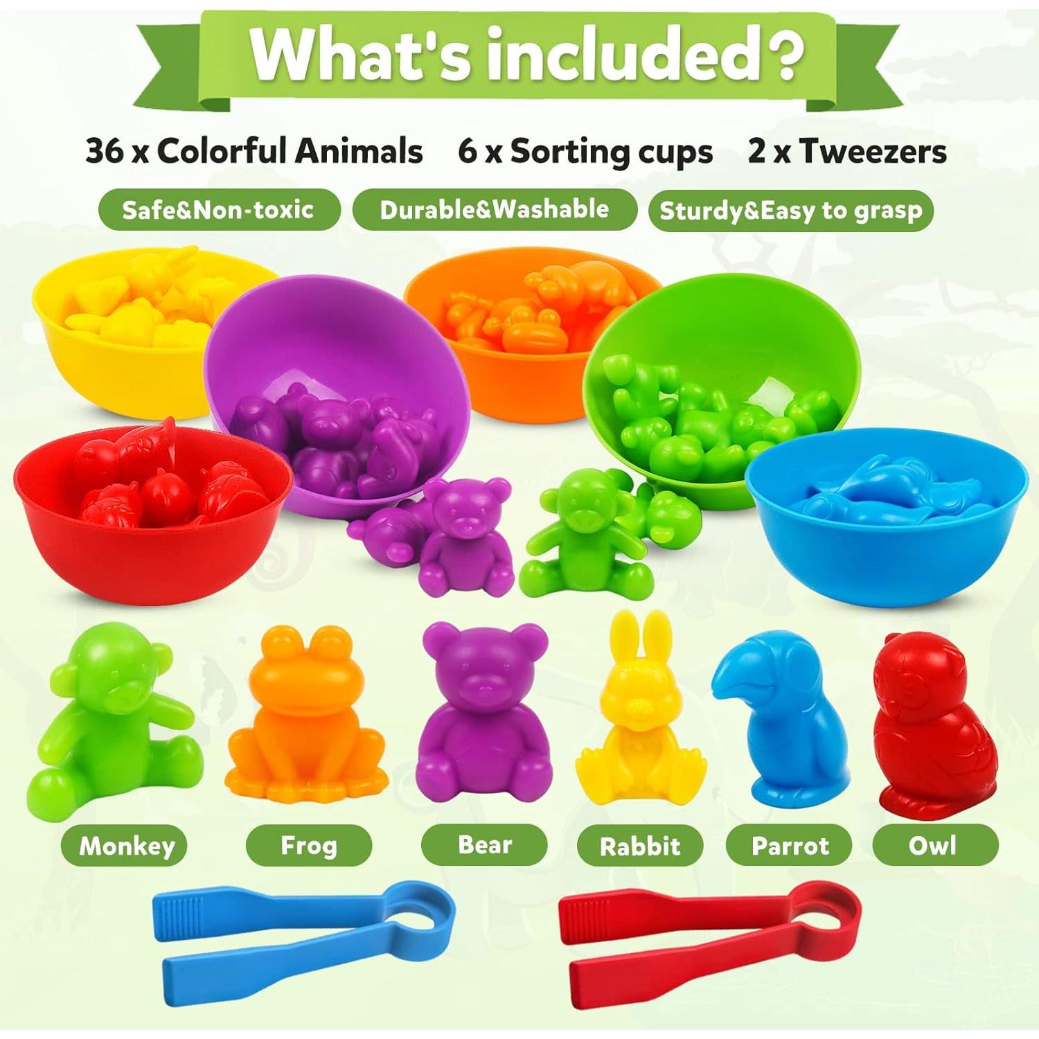 Juegos de emparejamiento de animales contadores USATDD 36 piezas