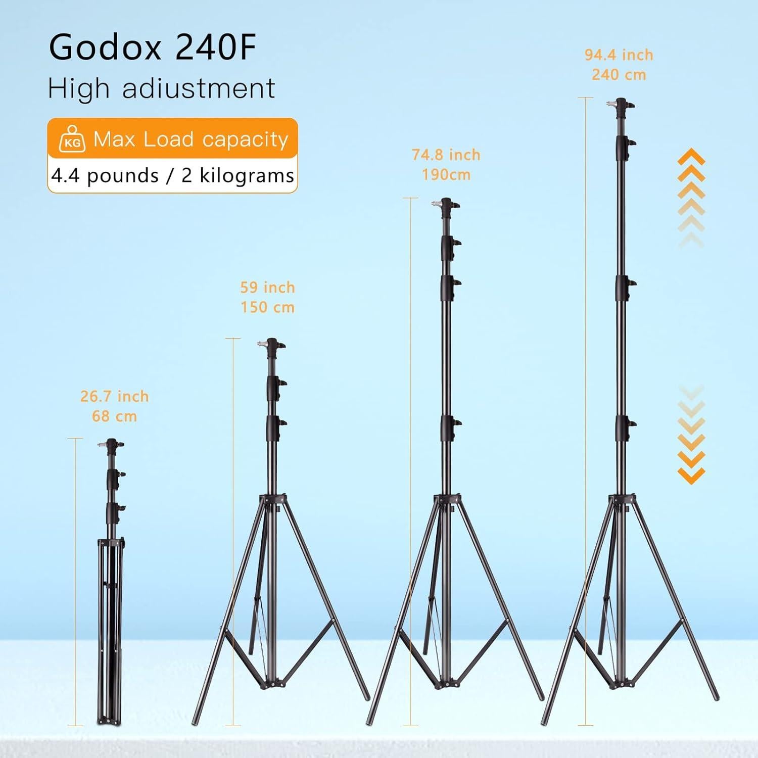 Soporte de trípode Godox 240 cm para iluminación fotográfica