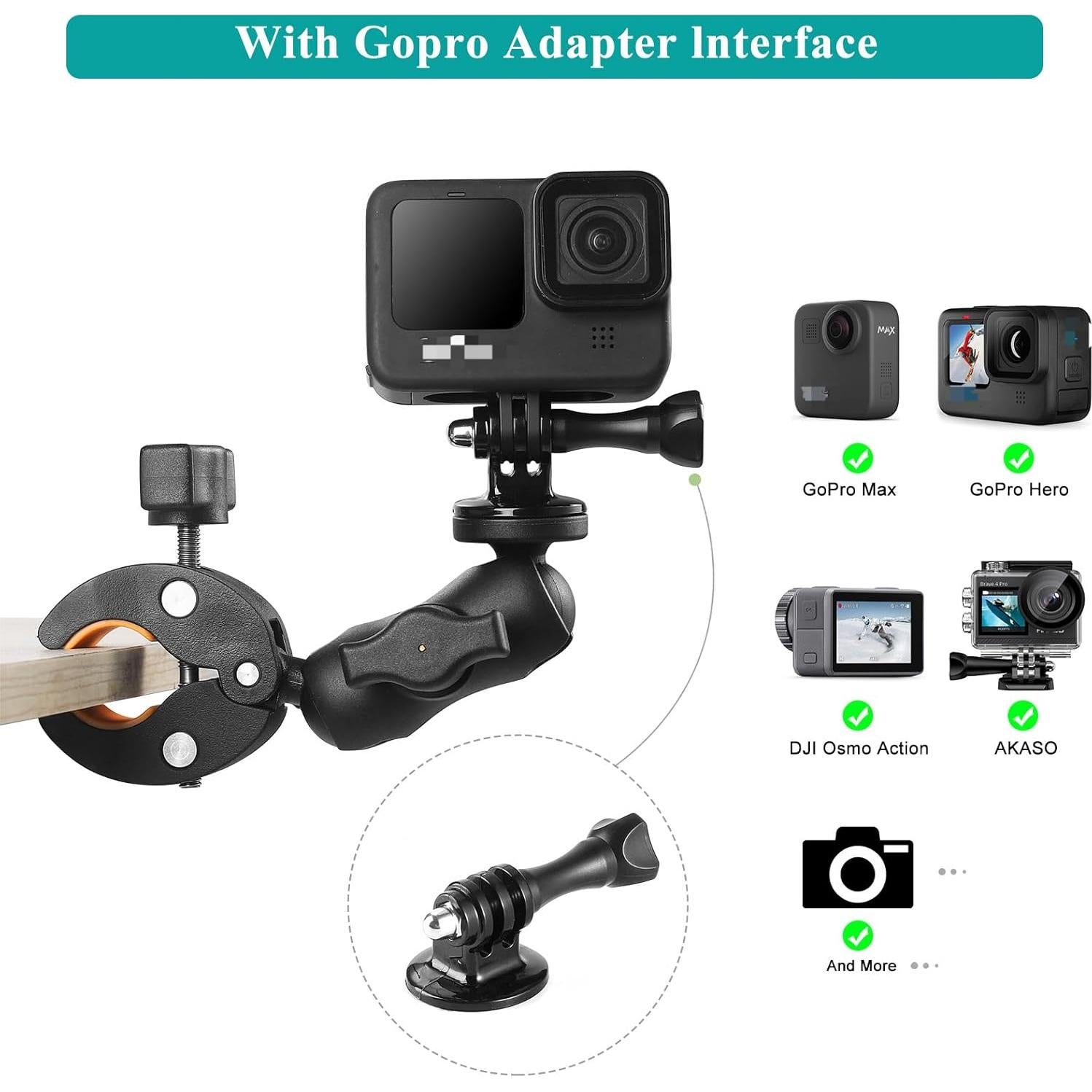 Super Abrazadera Doble Koqeiey para Cámara y Paraguas 360°