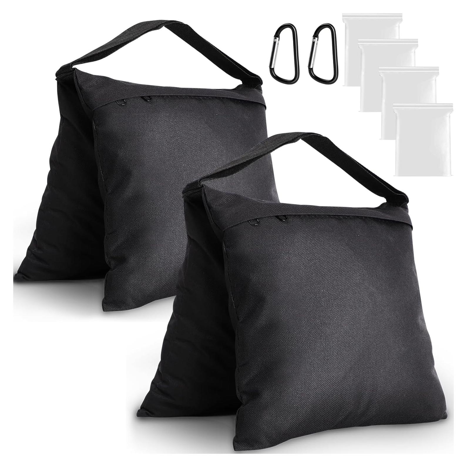 2 Packs Sandbags Weight Bags for Light Stand Photography Video Support, Heavy Duty Saddlebags for Backdrop Stand, Photo Tripod, Outdoor Canopy, Pop up Tent, Umbrella Base, Fishing Chair, Wedding Shed