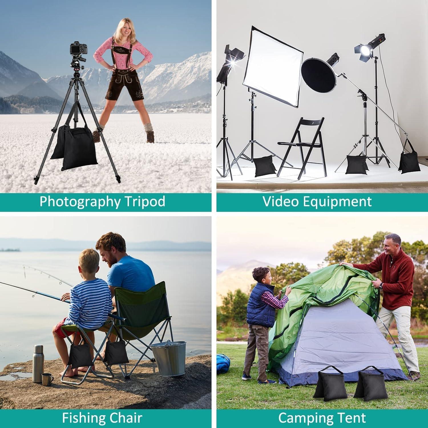 2 Packs Sandbags Weight Bags for Light Stand Photography Video Support, Heavy Duty Saddlebags for Backdrop Stand, Photo Tripod, Outdoor Canopy, Pop up Tent, Umbrella Base, Fishing Chair, Wedding Shed