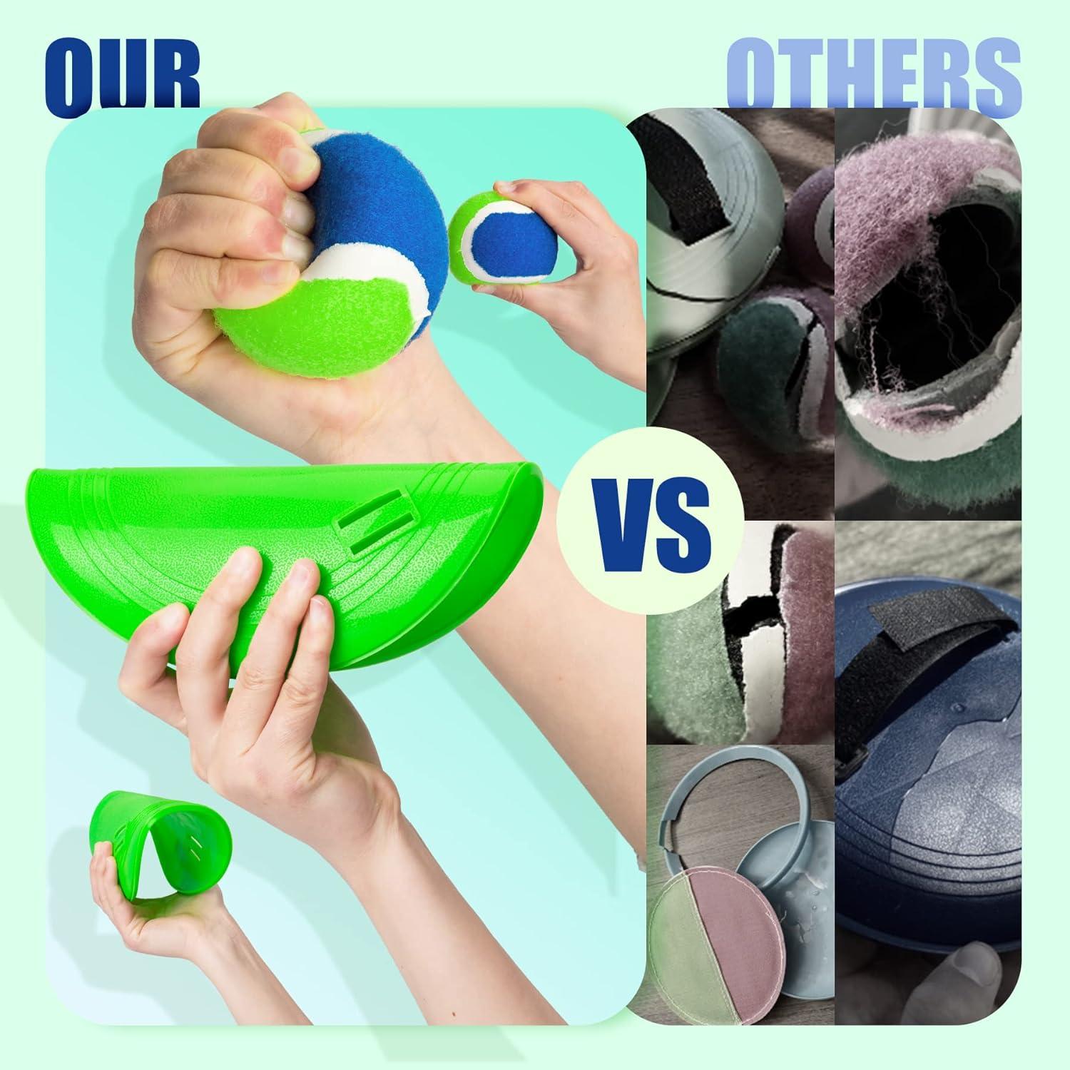 Juego de Lanzar y Atrapar EVERICH 2 Palas 2 Pelotas Azul Verde