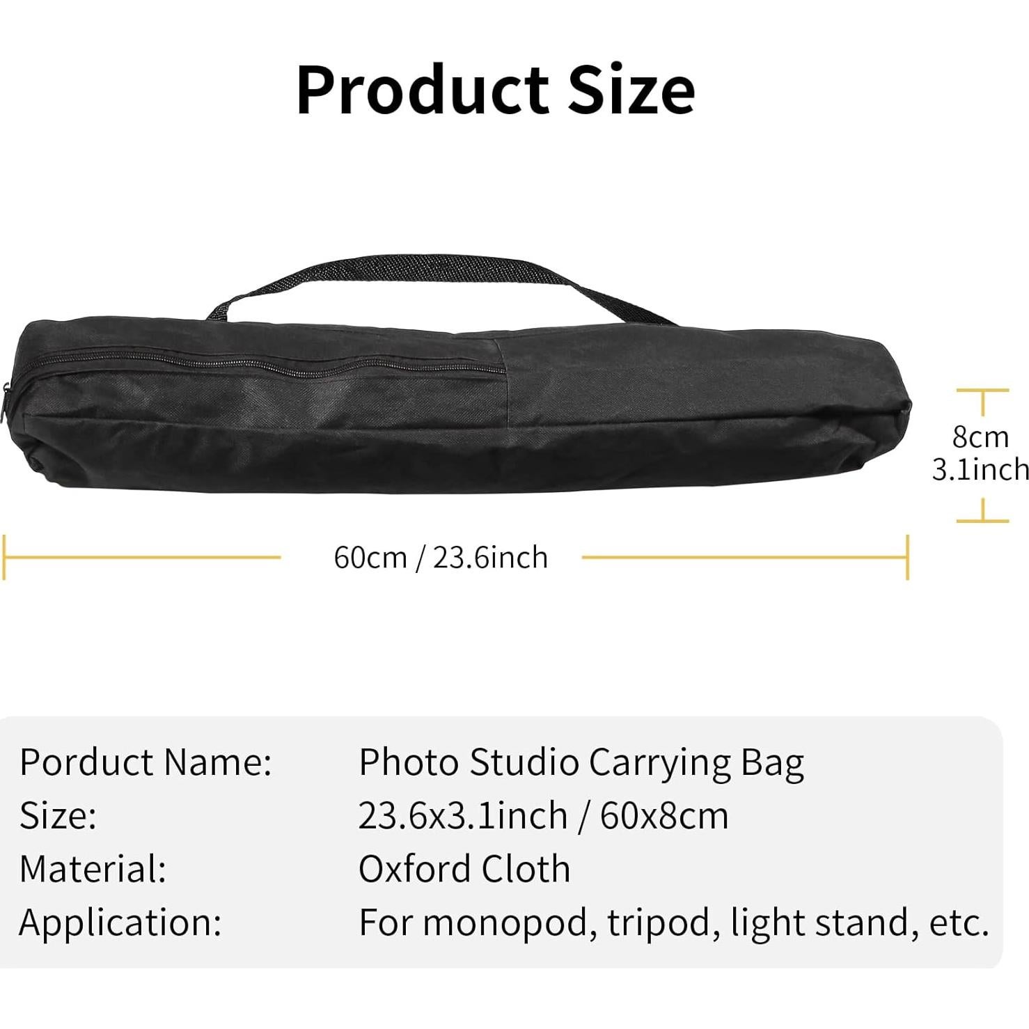 Meking 23.6in Carrying Case Bag with Strap for Light Stand Tripod Monopod Photography Photo Studio