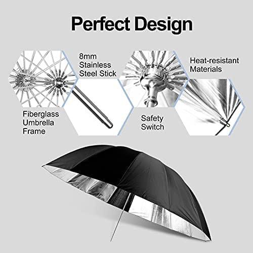 Paraguas Parabólico EMART 180cm Negro/Plata para Fotografía