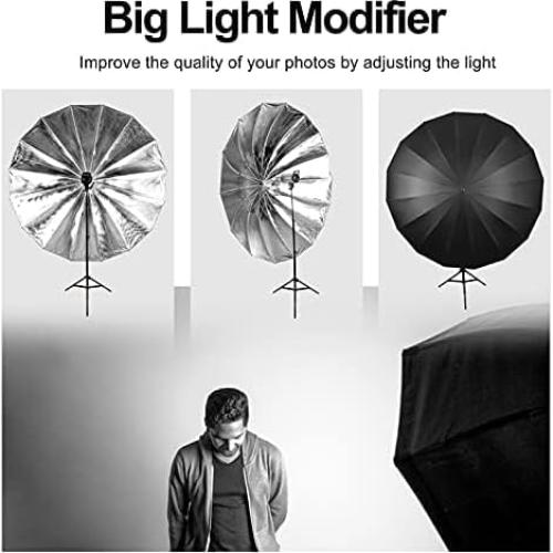 Paraguas Parabólico EMART 180cm Negro/Plata para Fotografía