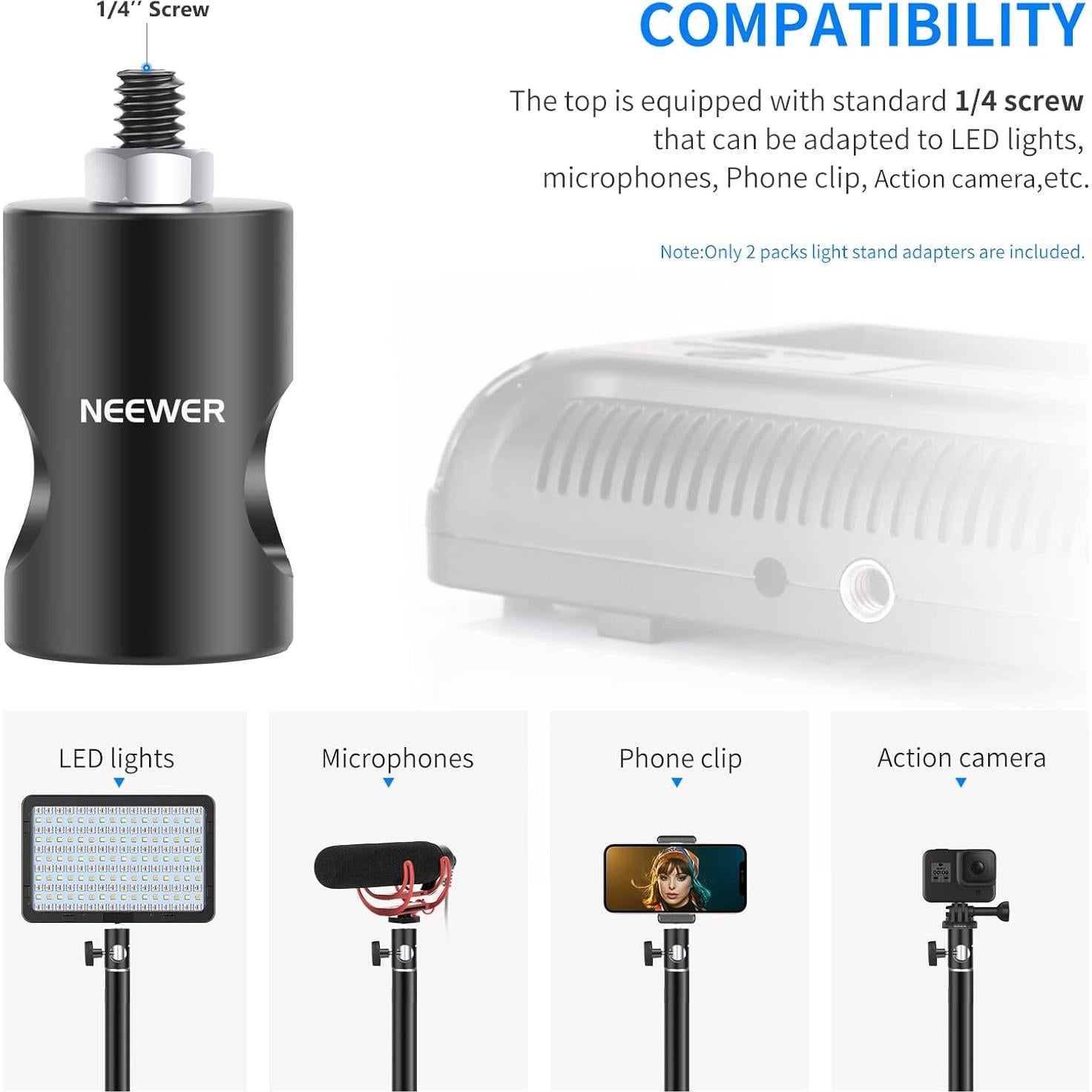 Adaptador Rápido Neewer ST12 2-Pack para Soporte de Luz