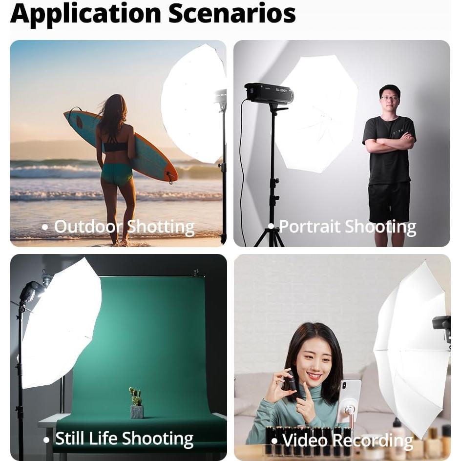 Paraguas de Fotografía AMBITFUL 108cm Translúcido Suave 2PCS