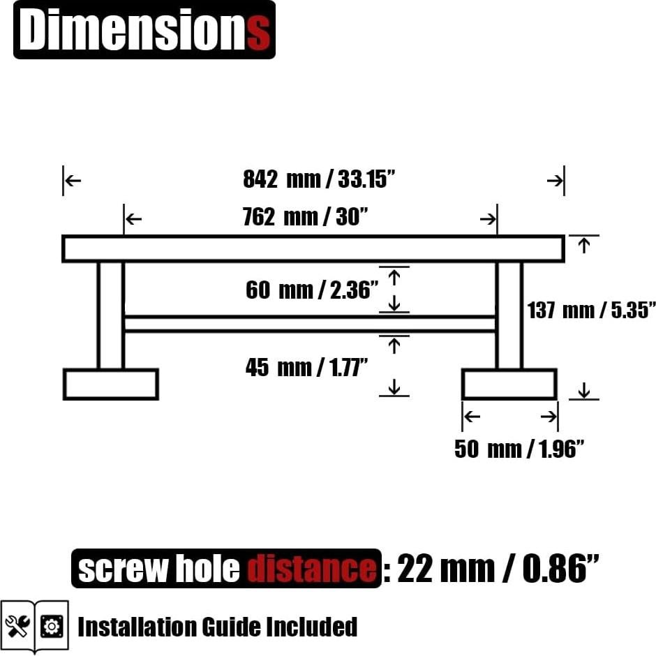 Barra de Toalla Doble JQK 76.2 cm Acero Inoxidable Cepillado