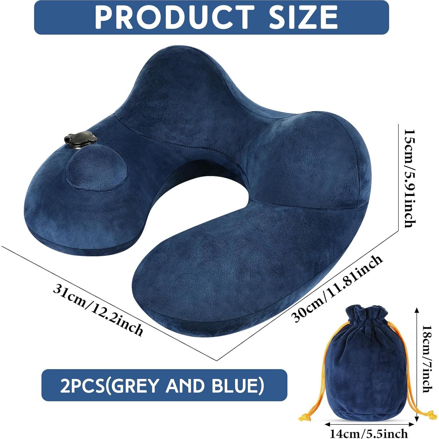 Xtinmee Almohadas de Viaje Inflables 2 Pcs 31x30x15cm