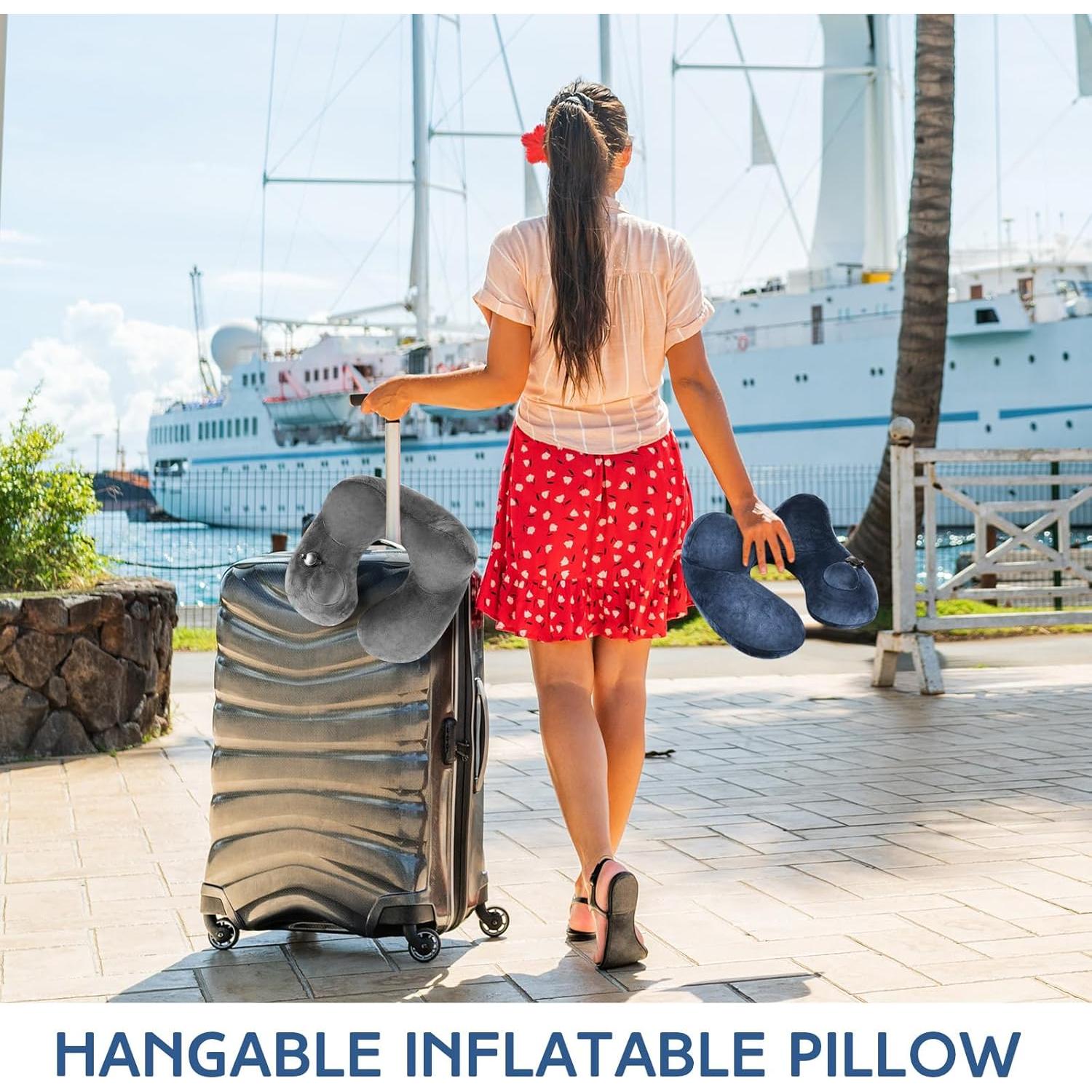 Xtinmee Almohadas de Viaje Inflables 2 Pcs 31x30x15cm