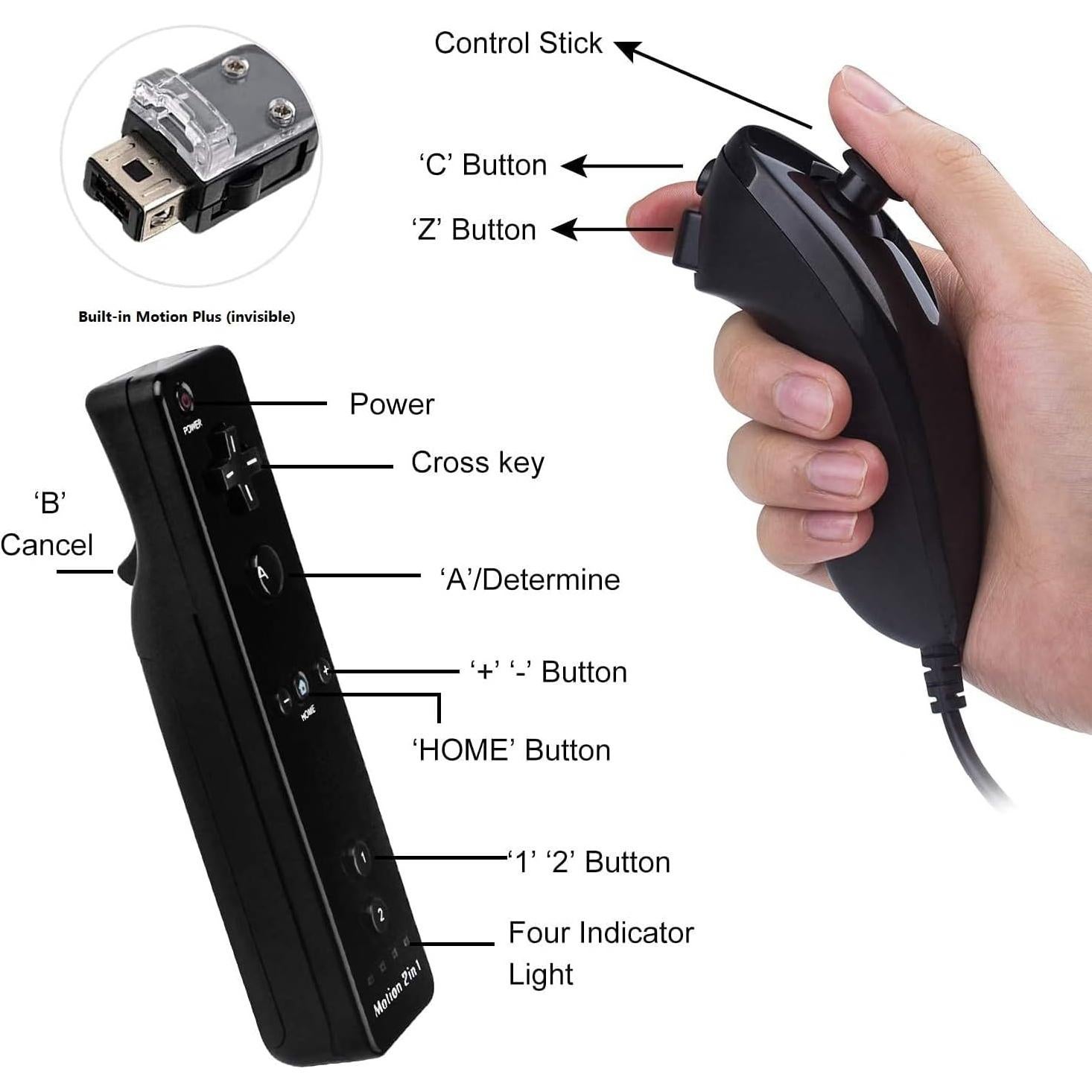Controladores Wii Remoto TechKen con Nunchucks y Motion Plus