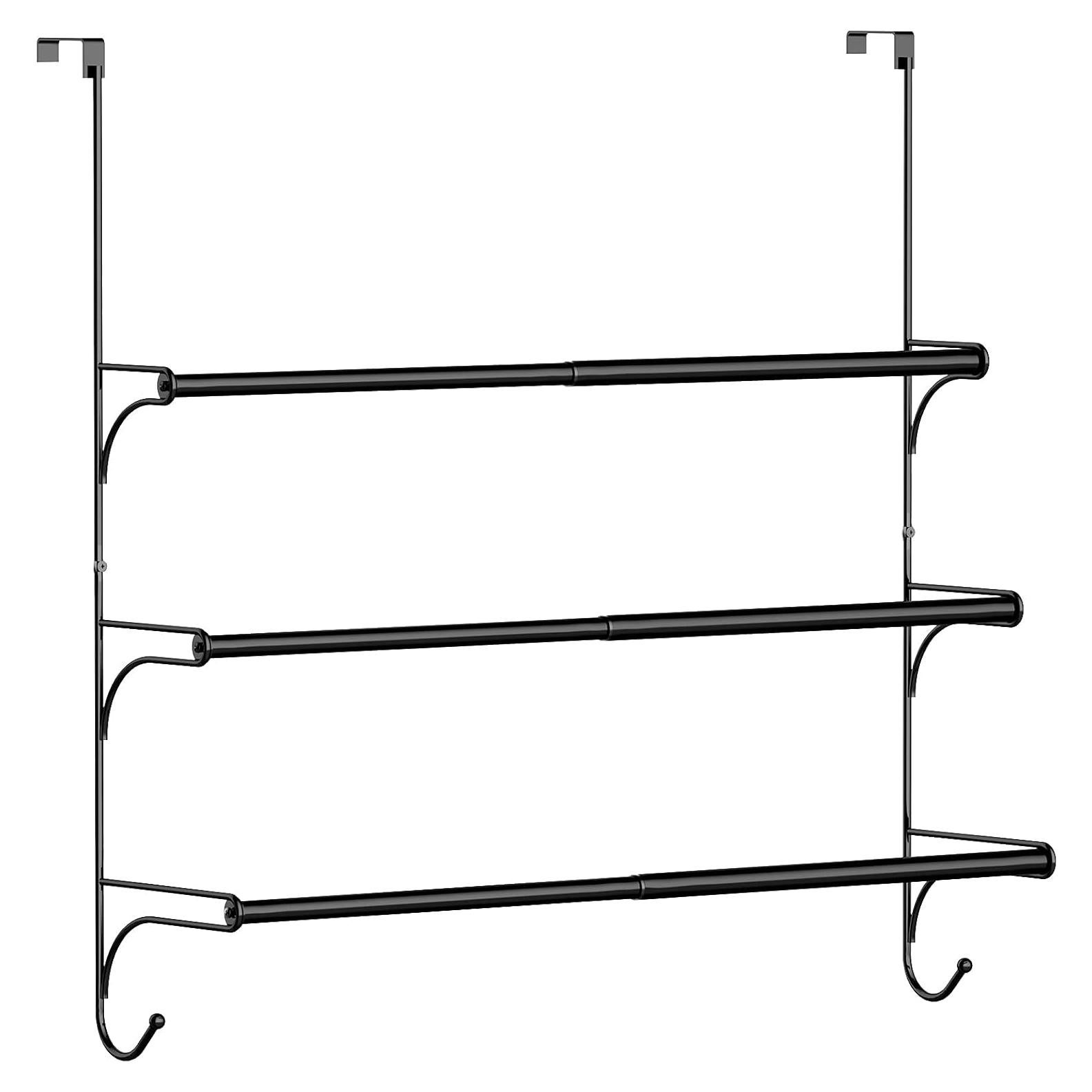 Soporte de Toallas Triple AULEDIO Ajustable Negro 33-56 cm