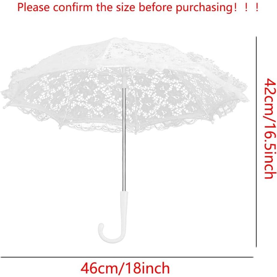 Mini Paraguas de Encaje Blanco BOUUNCIY 41.91x45.72 cm