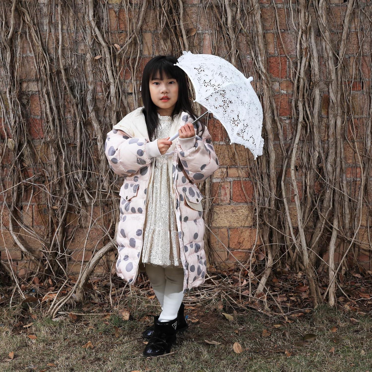 Mini Paraguas de Encaje Blanco BOUUNCIY 41.91x45.72 cm