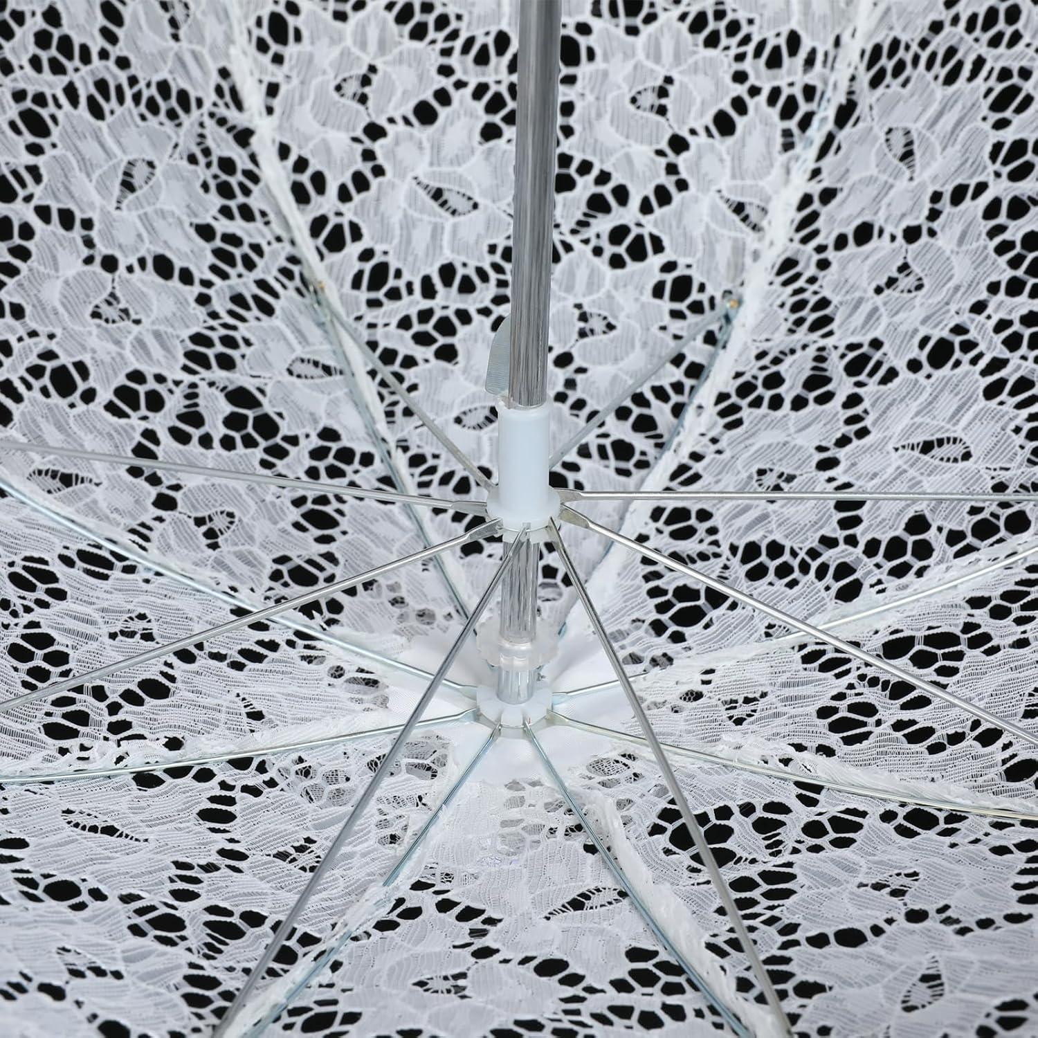 Mini Paraguas de Encaje Blanco BOUUNCIY 41.91x45.72 cm